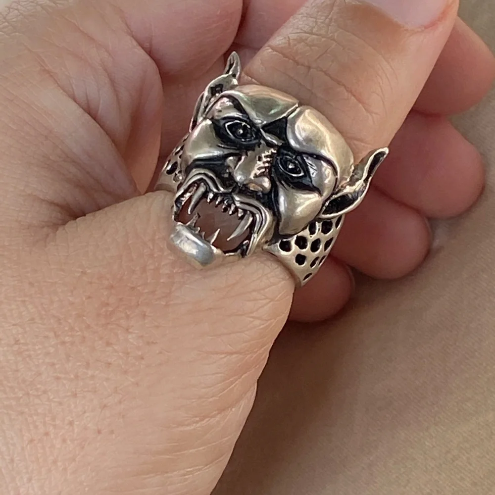 925 sterling silver devil man skull ring